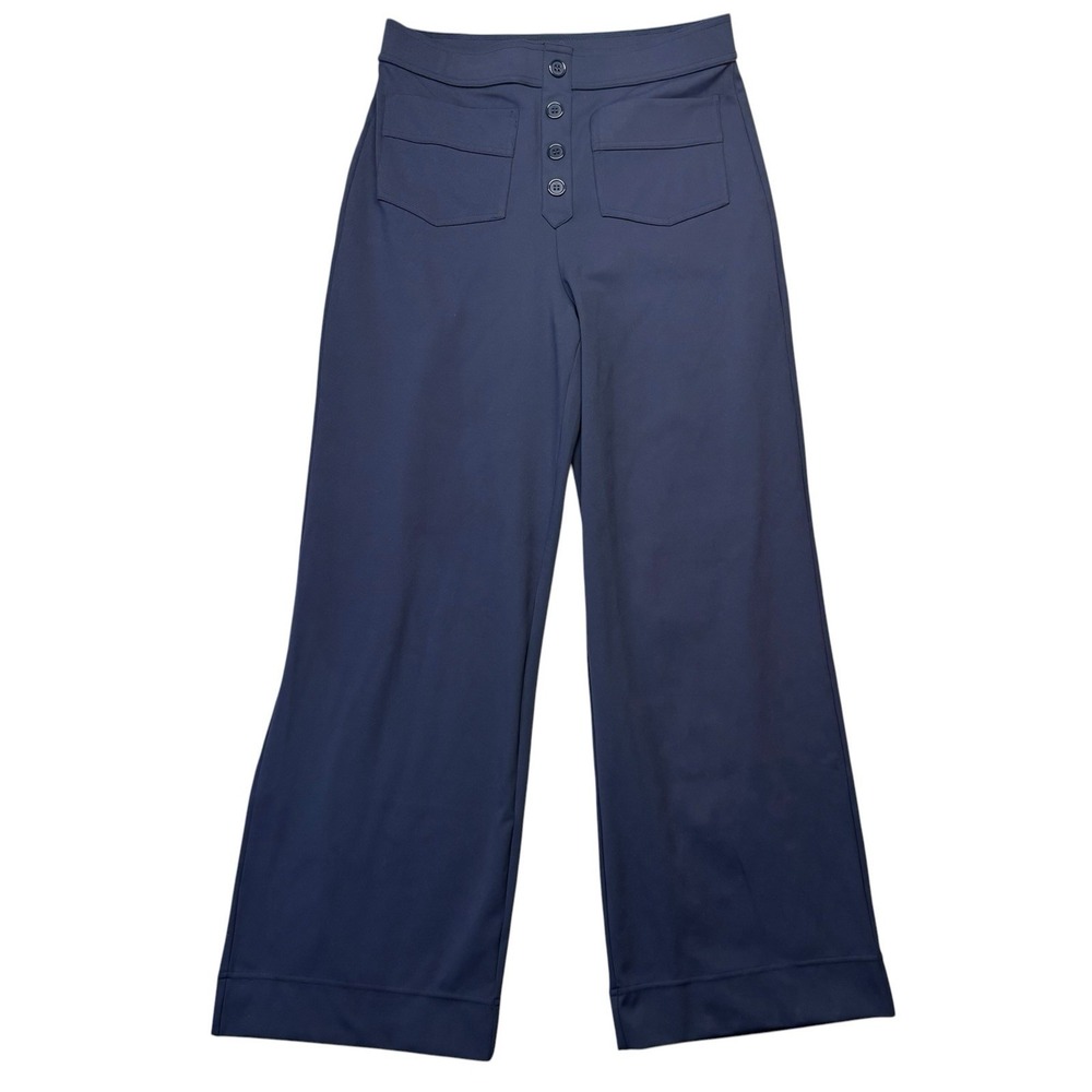 Halara Womens Dress Pants Medium Petite MP Navy Blue High Rise Wide Leg Work